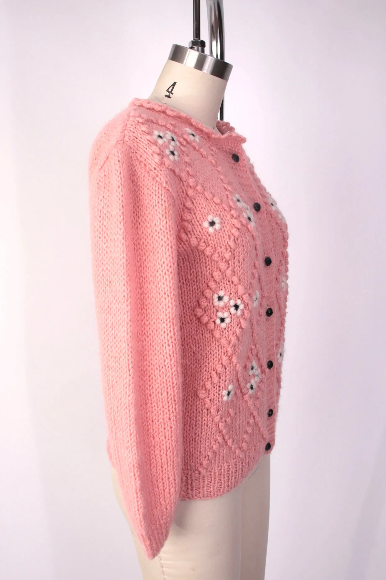 1960s Lord   Taylor Wool Daisy Cardigan