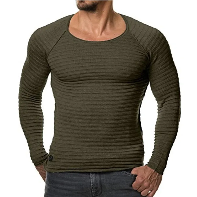 2022 Autumn Men's Knitted Sweater Pullover Male Casual Slim Fit Sweaters O-neck Long Sleeve Black Red Pullover S-2XL