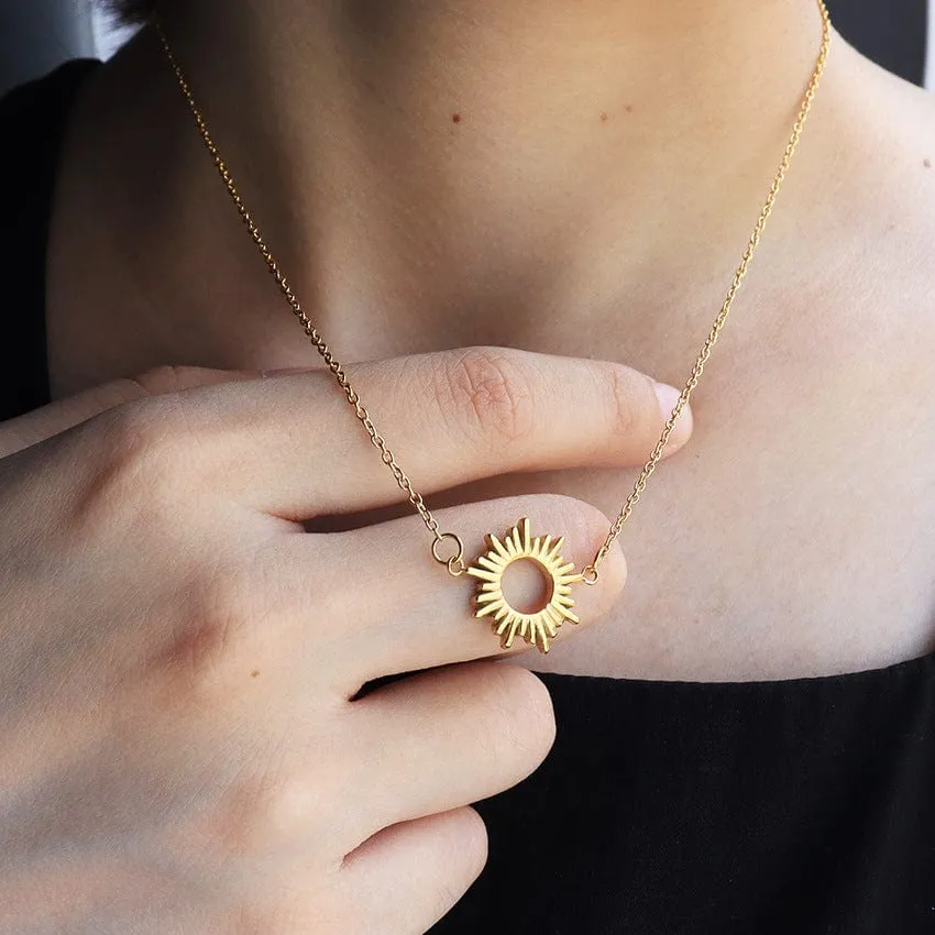 24K Gold Filled Stainless Steel Sun Necklace