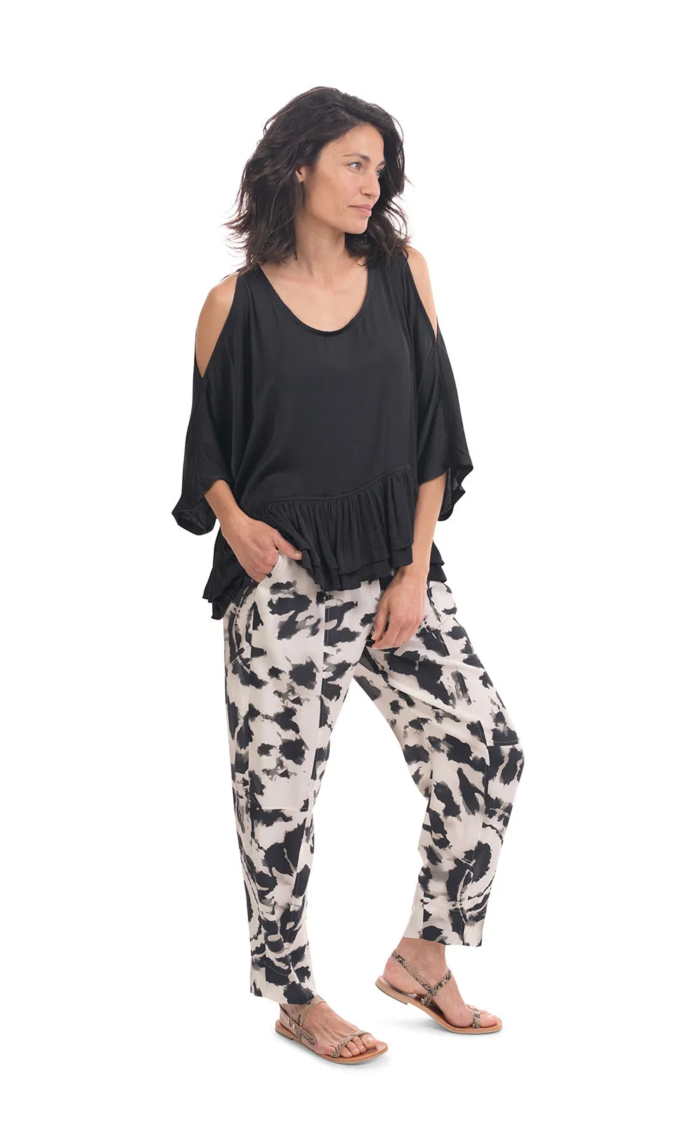 Alembika Black Rhys Ruffle Blouse