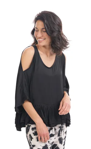 Alembika Black Rhys Ruffle Blouse