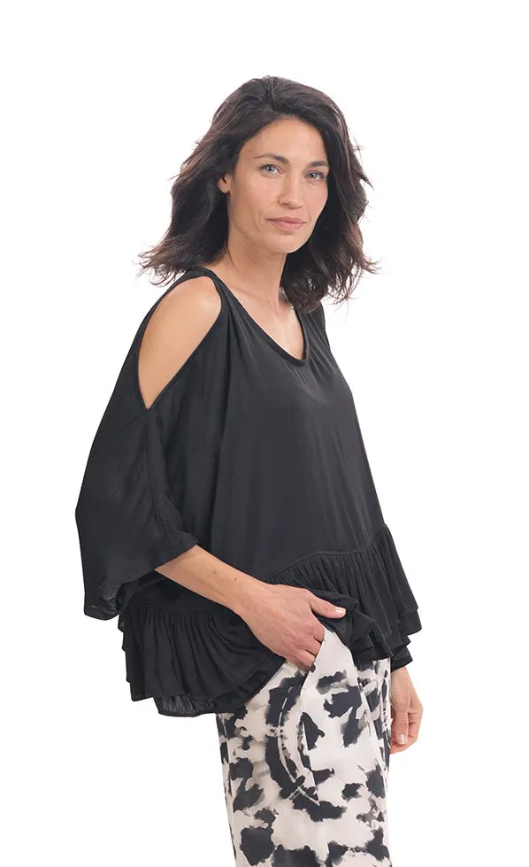 Alembika Black Rhys Ruffle Blouse