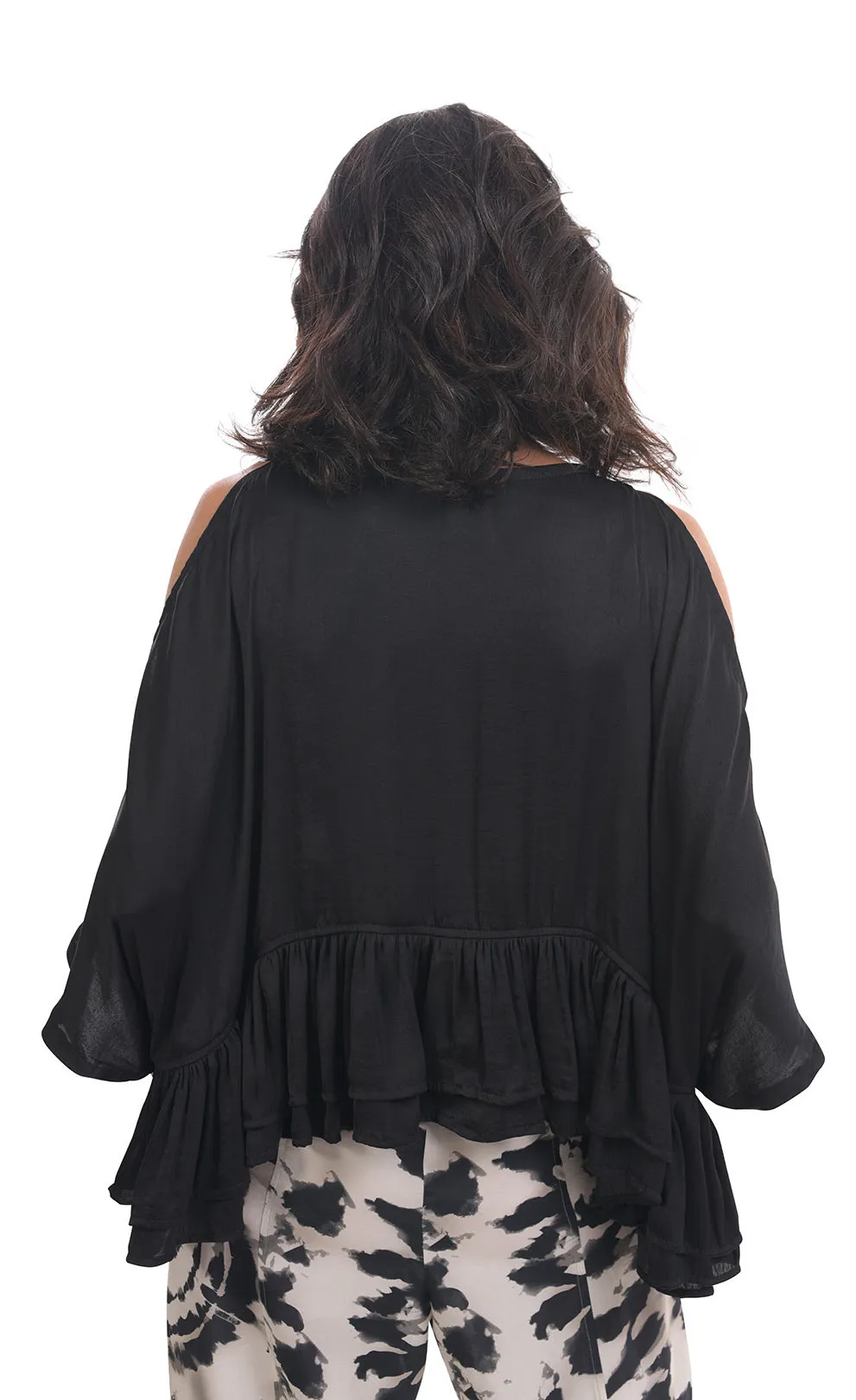 Alembika Black Rhys Ruffle Blouse