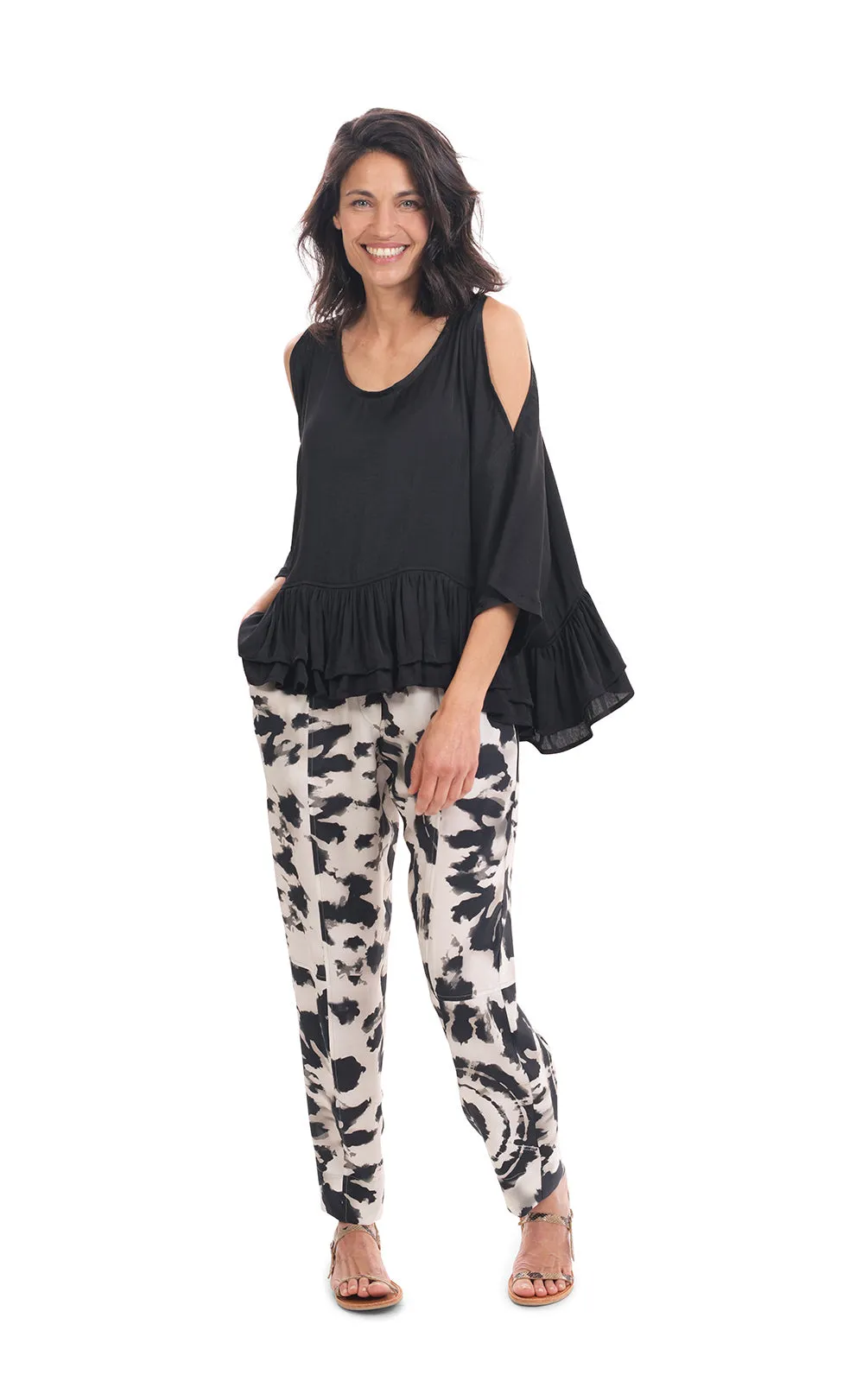 Alembika Black Rhys Ruffle Blouse
