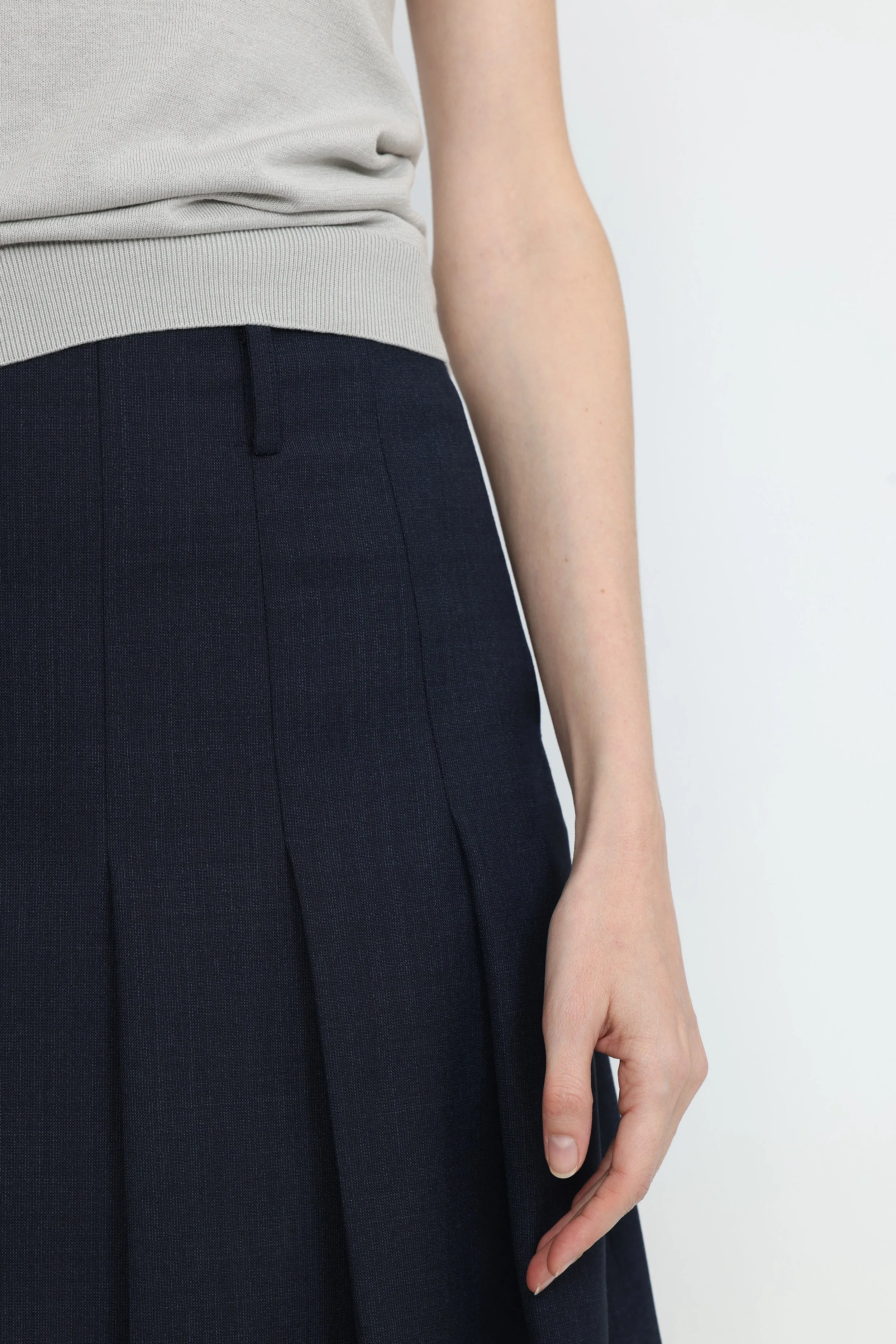 Armidale Pleated Skirt in Dark Navy