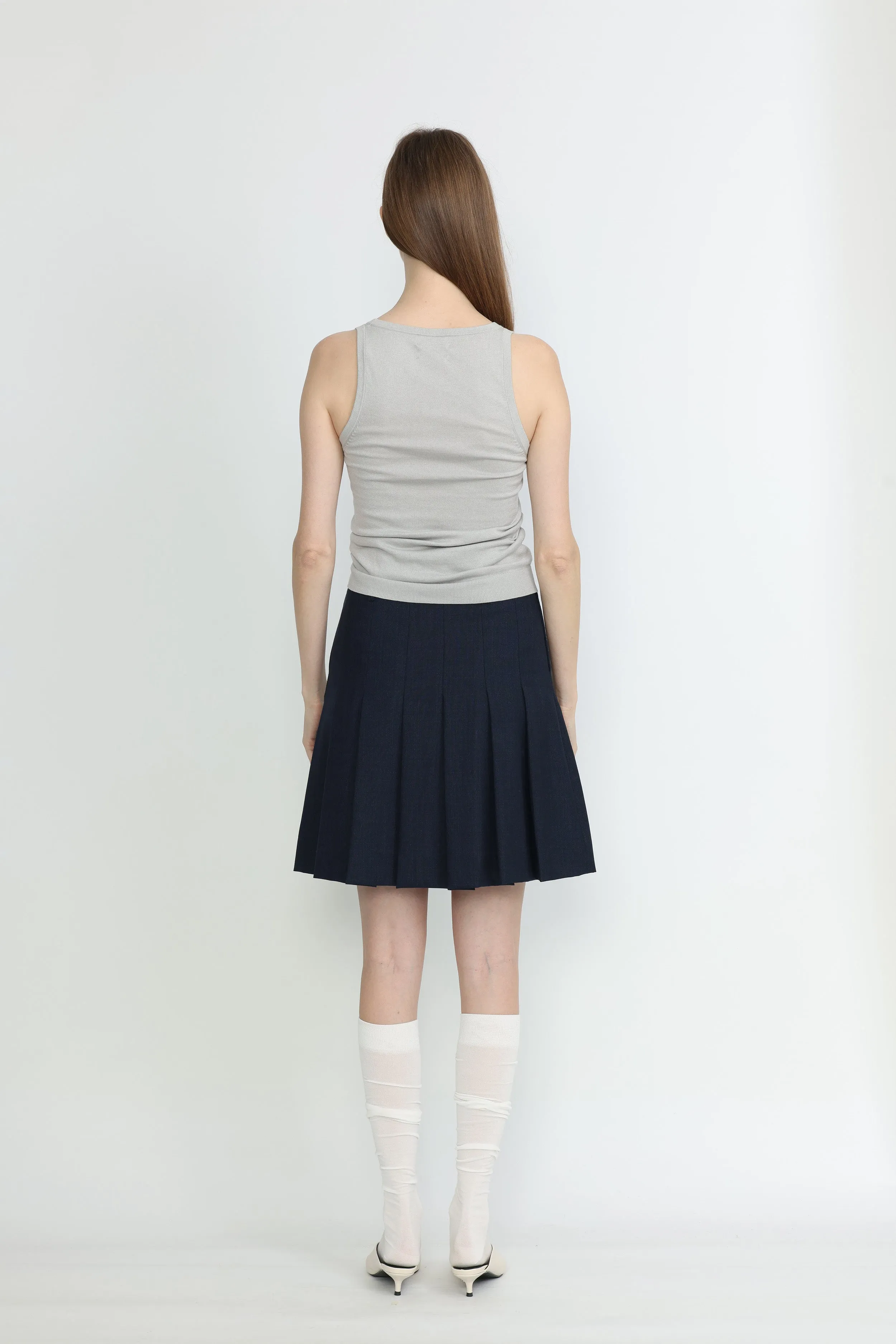 Armidale Pleated Skirt in Dark Navy