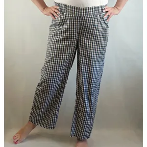 Asos multi coloured gingham straight leg pants with elastic waist size 16