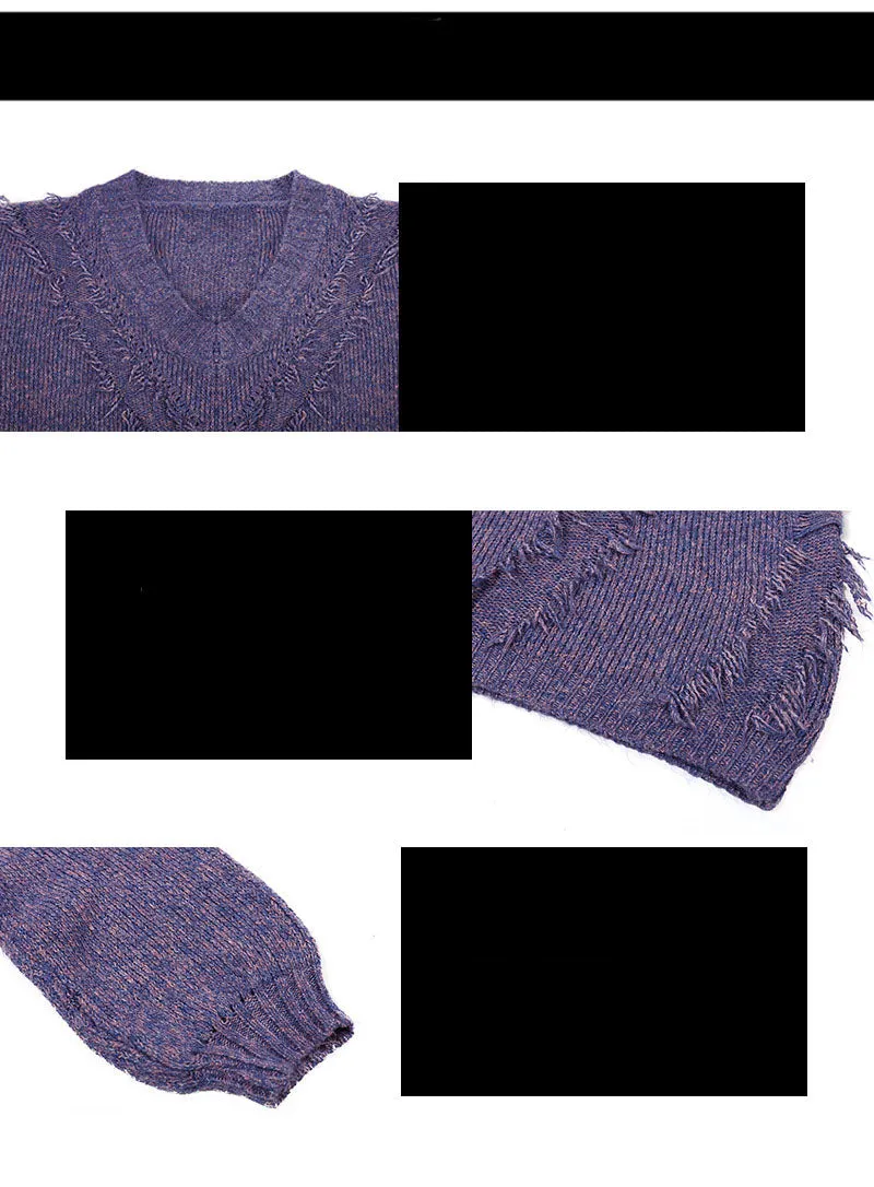 Autumn and Winter Women's Heart-shaped Collar Pullover In The Long Sweater Tassel Thick Sweater