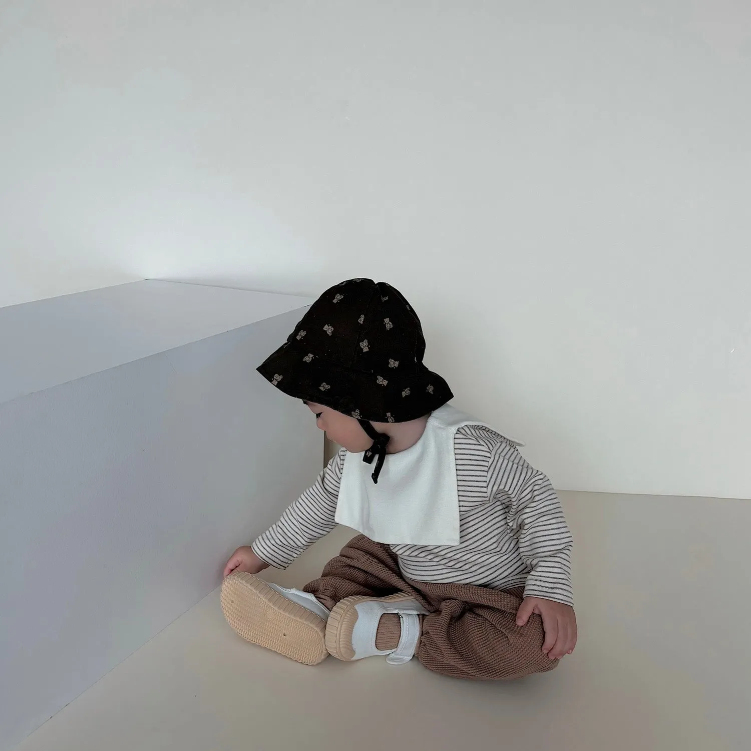Baby Saint Collar Stripe LS Tee - Beige