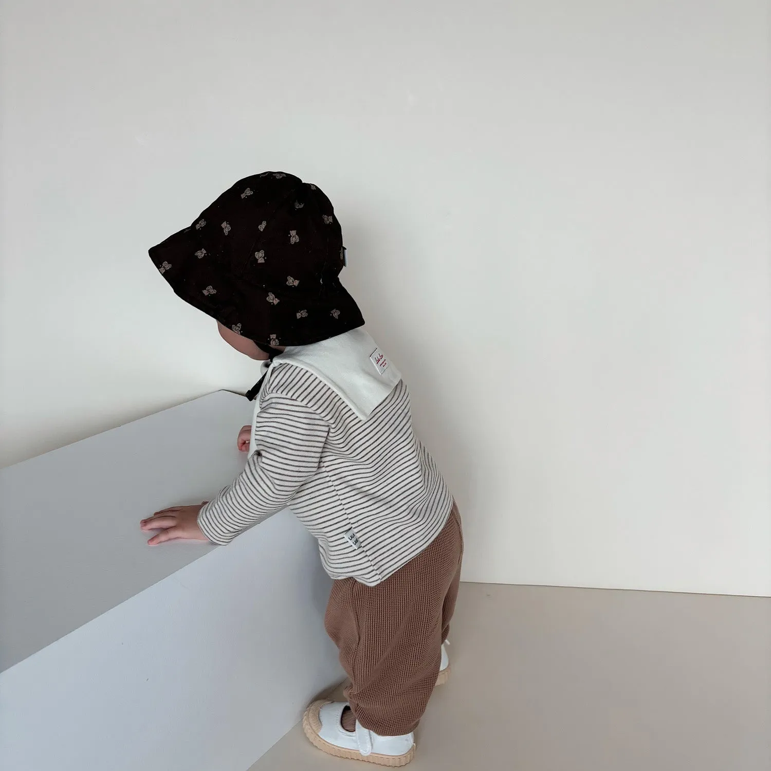 Baby Saint Collar Stripe LS Tee - Beige