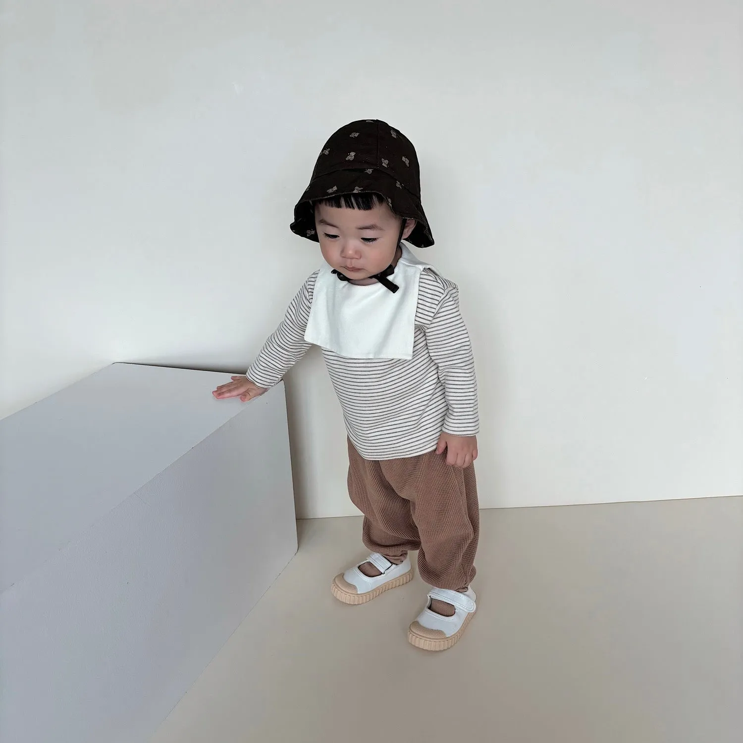 Baby Saint Collar Stripe LS Tee - Beige