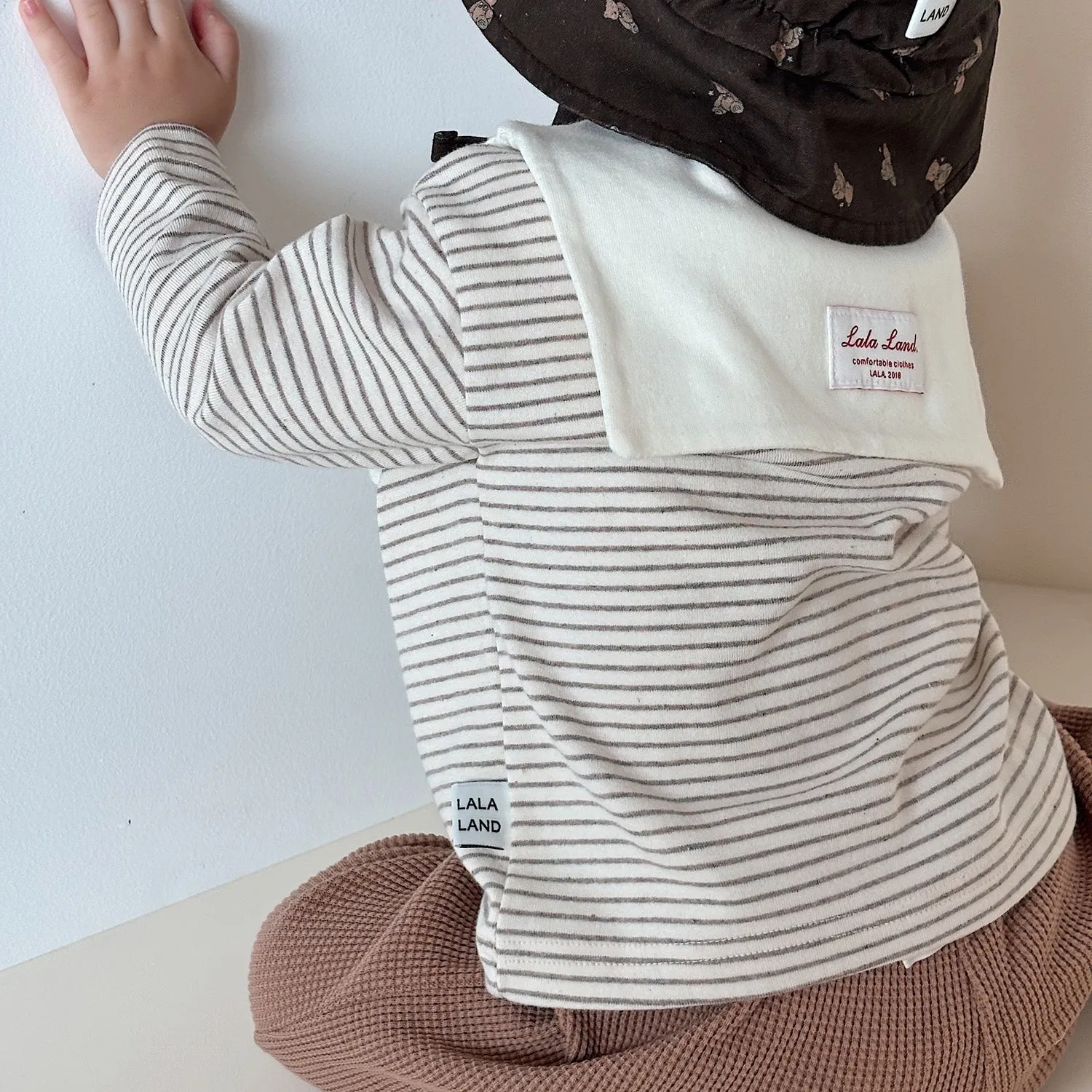Baby Saint Collar Stripe LS Tee - Beige