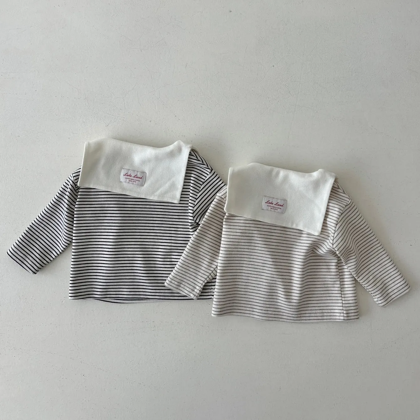 Baby Saint Collar Stripe LS Tee - Beige
