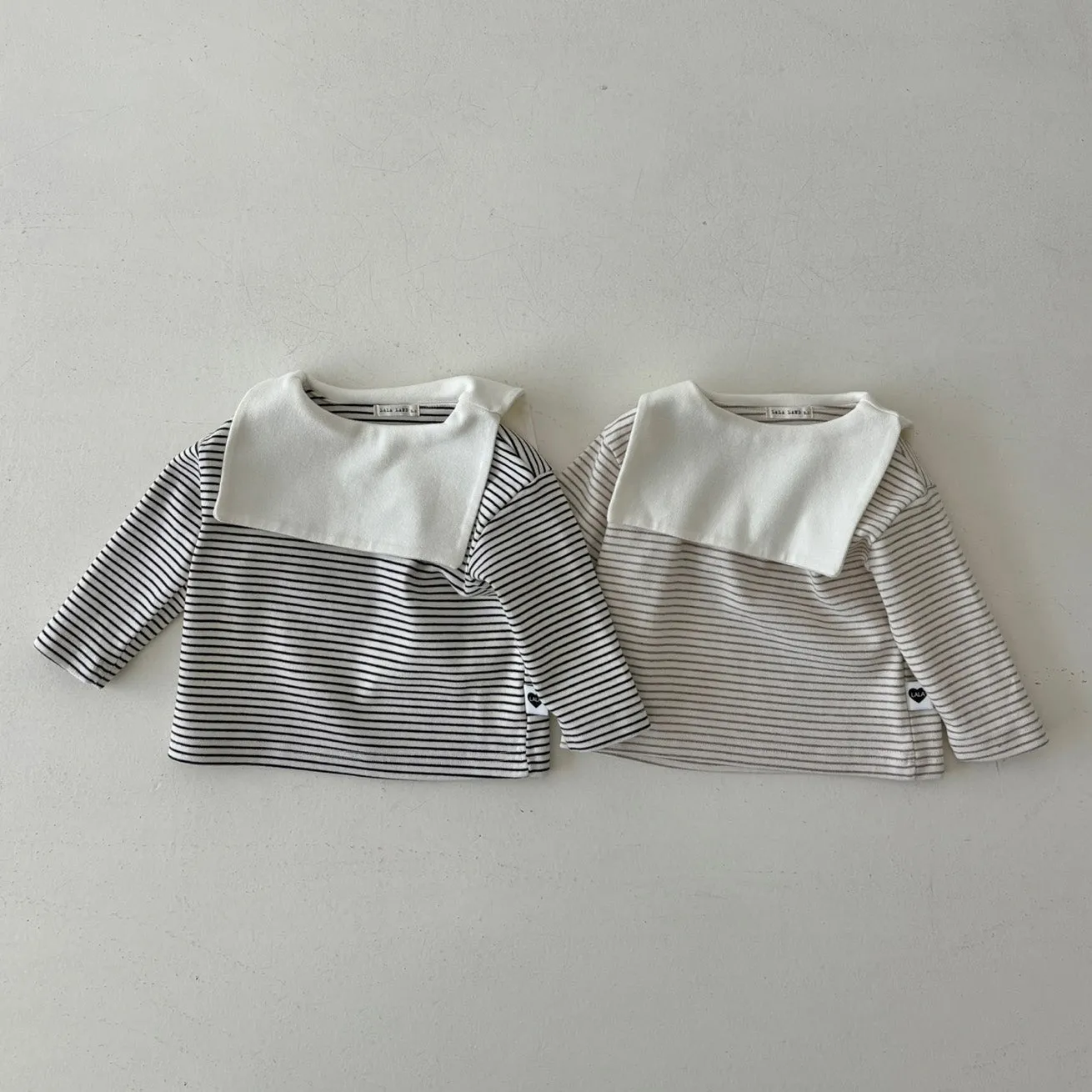 Baby Saint Collar Stripe LS Tee - Beige