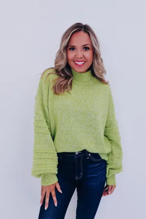 Belle Bubble Sleeve Sweater - Lime