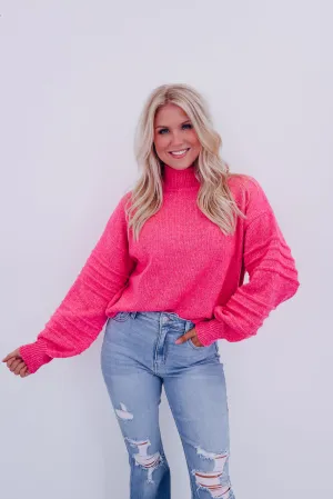 Belle Bubble Sleeve Sweater - Pink