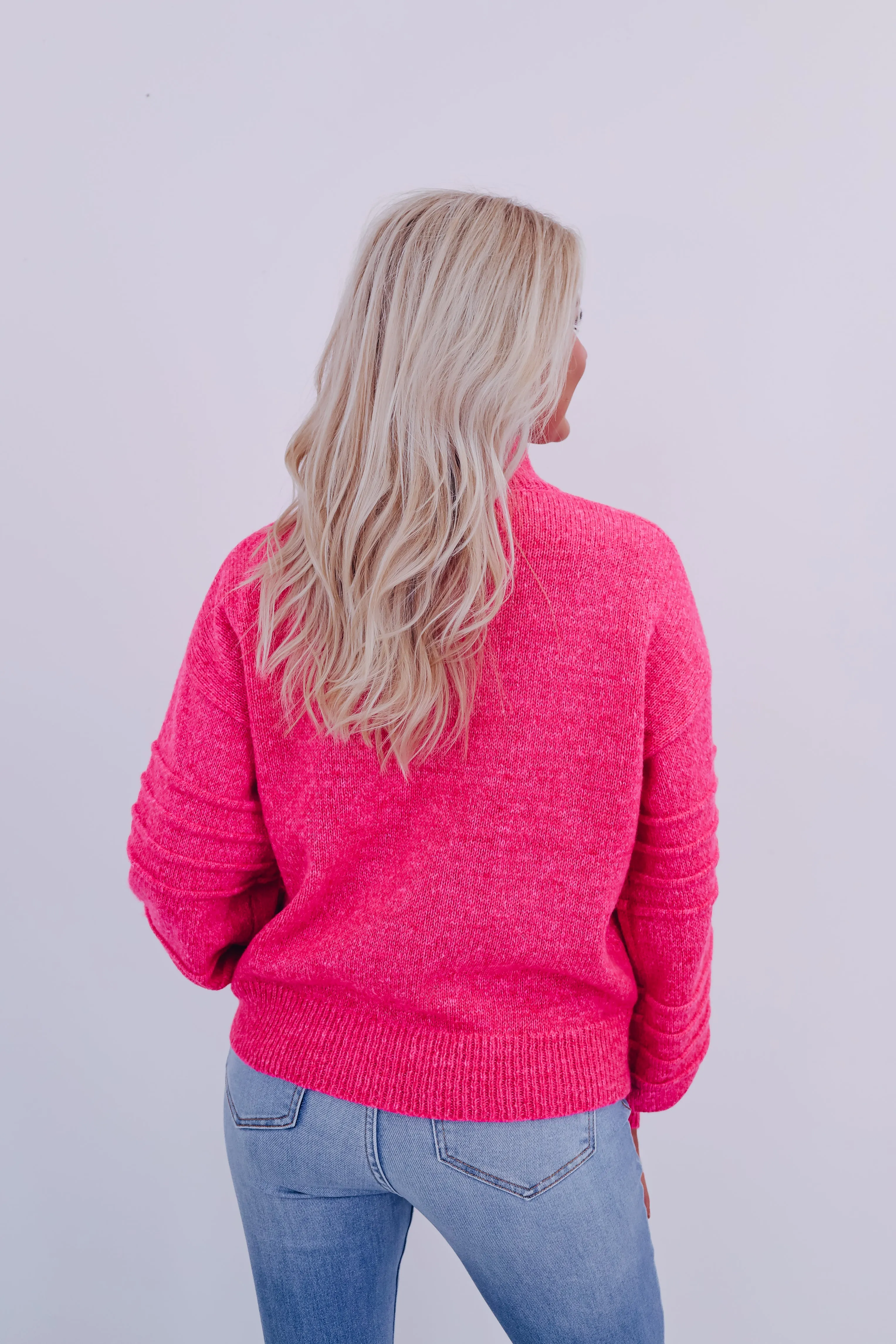 Belle Bubble Sleeve Sweater - Pink