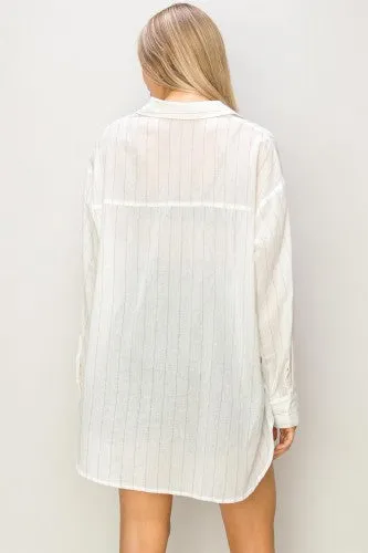 Black and White Thin Stripe Button Up Shirt