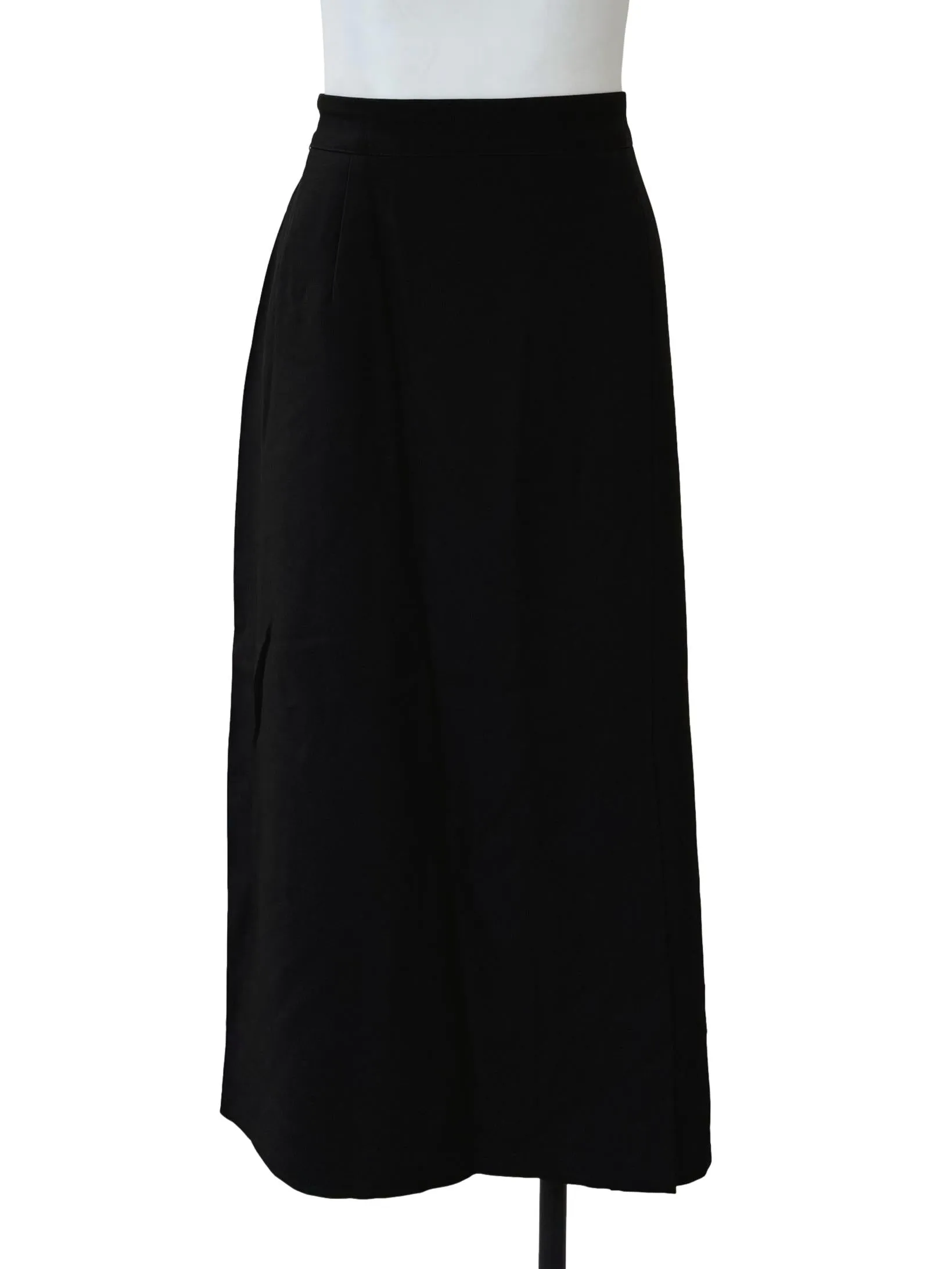 Black Basic Front Slit Straight Skirt