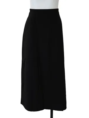 Black Basic Front Slit Straight Skirt