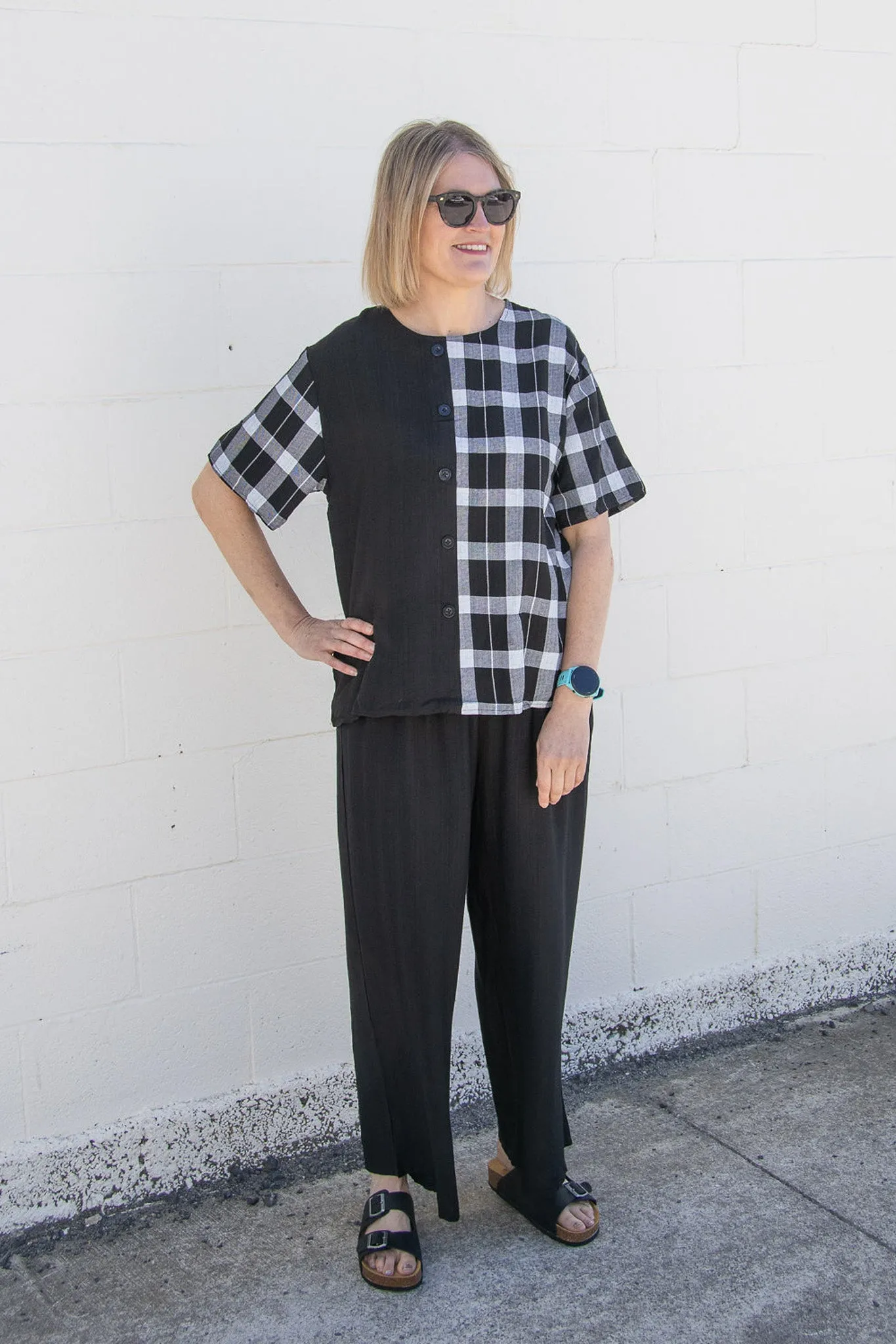 Black - Button Up Tee