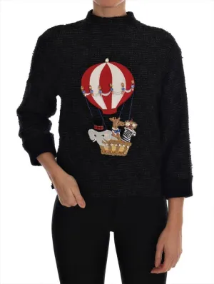 Black Fairy Tale Crystal Zipper Sweater