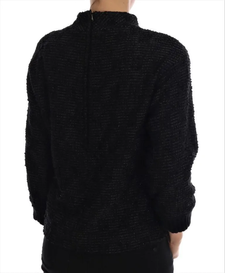 Black Fairy Tale Crystal Zipper Sweater