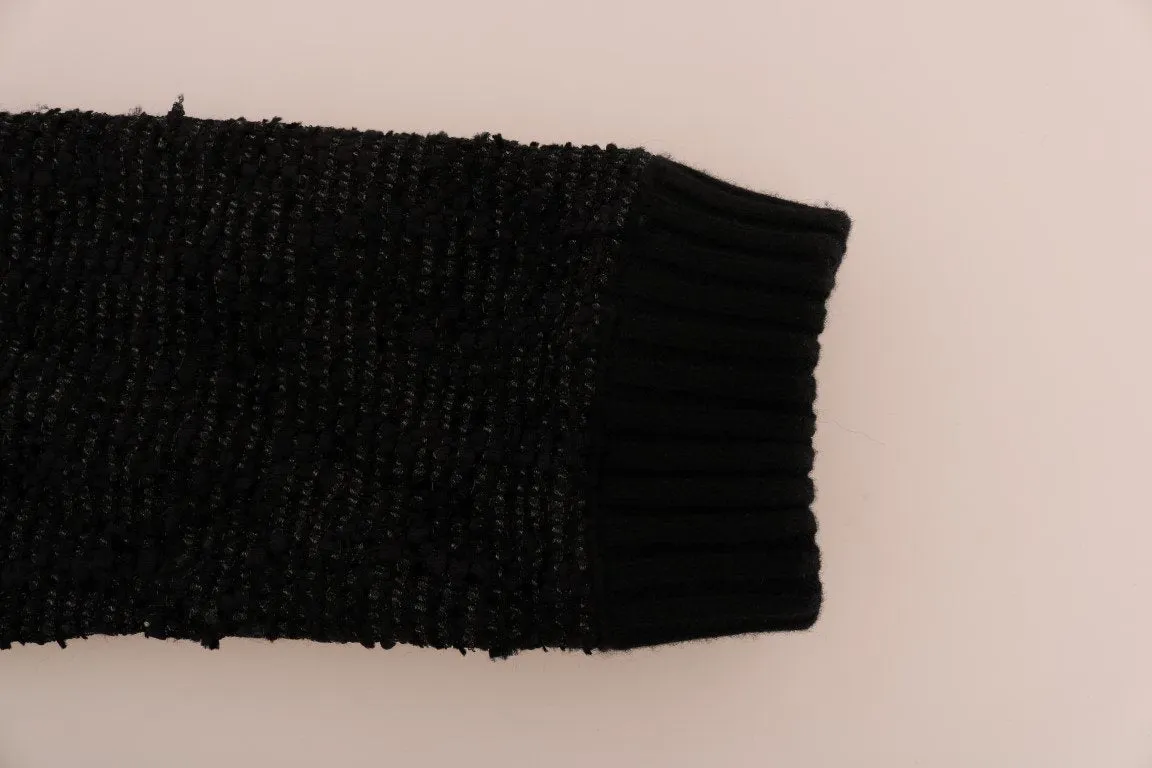 Black Fairy Tale Crystal Zipper Sweater