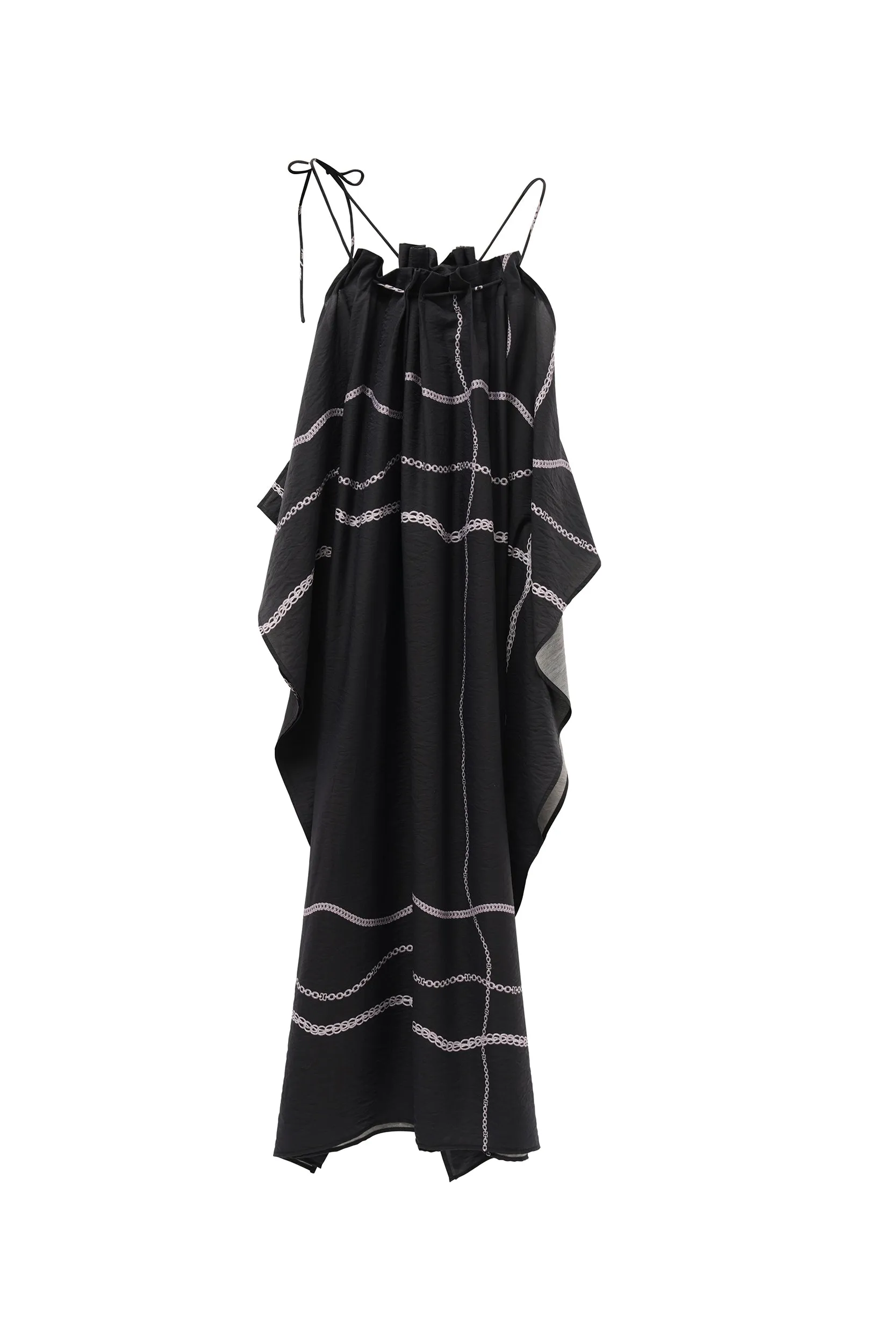 Black Noir Halter Slip Dress for Women, Black Halter Cami Top | TENCEL™-Wool Blend | Adjustable Crisscross Back, Multi-Textured Blend