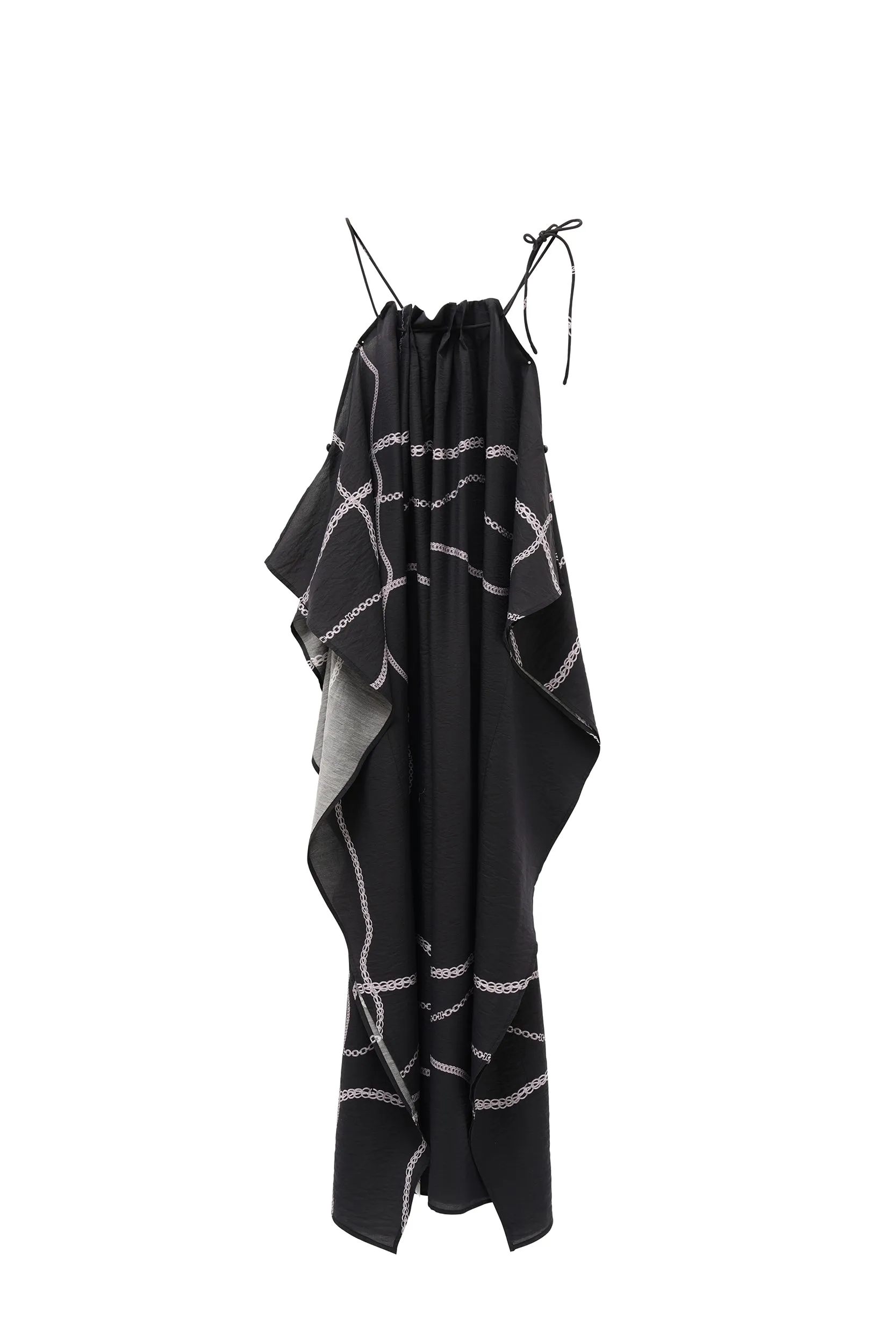 Black Noir Halter Slip Dress for Women, Black Halter Cami Top | TENCEL™-Wool Blend | Adjustable Crisscross Back, Multi-Textured Blend