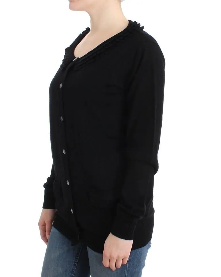 Black wool cardigan