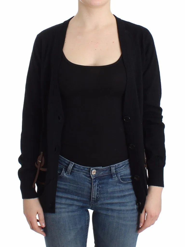 Black wool cardigan