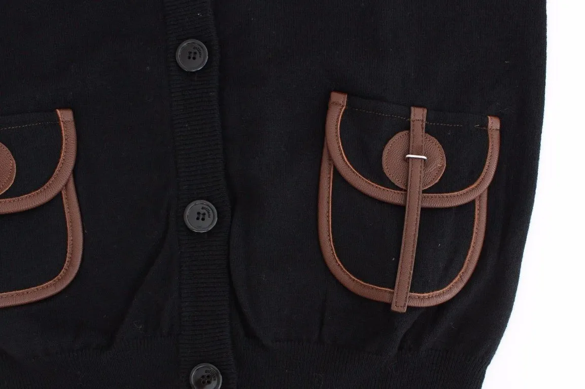 Black wool cardigan