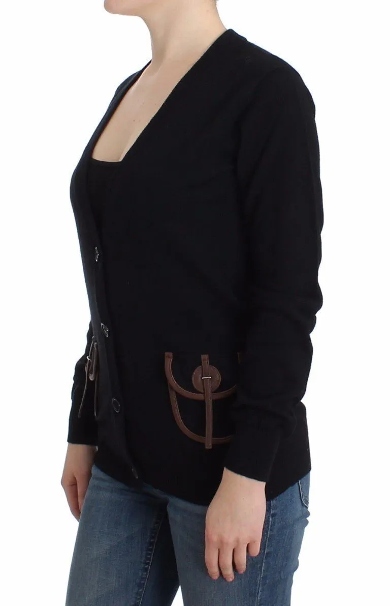 Black wool cardigan