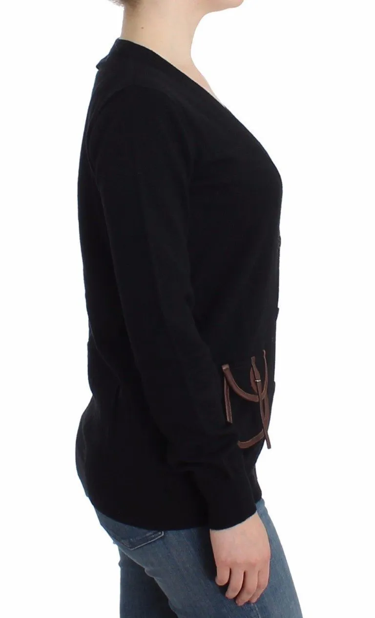 Black wool cardigan