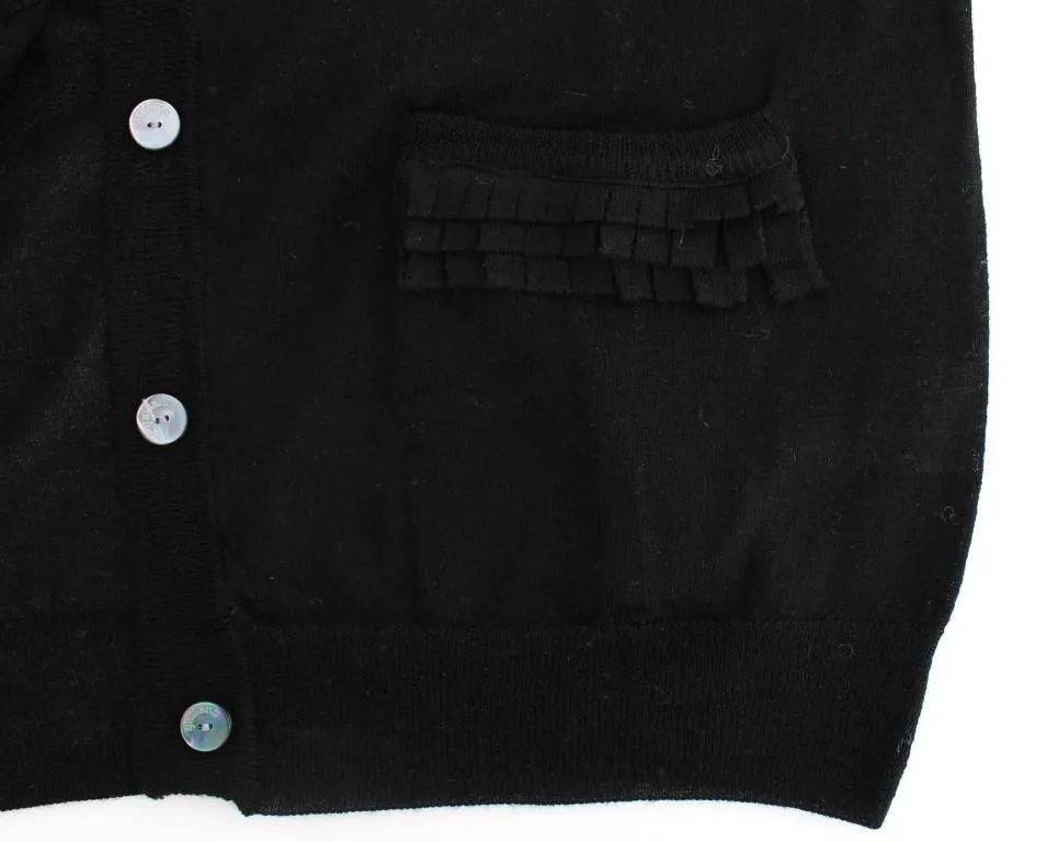 Black wool cardigan