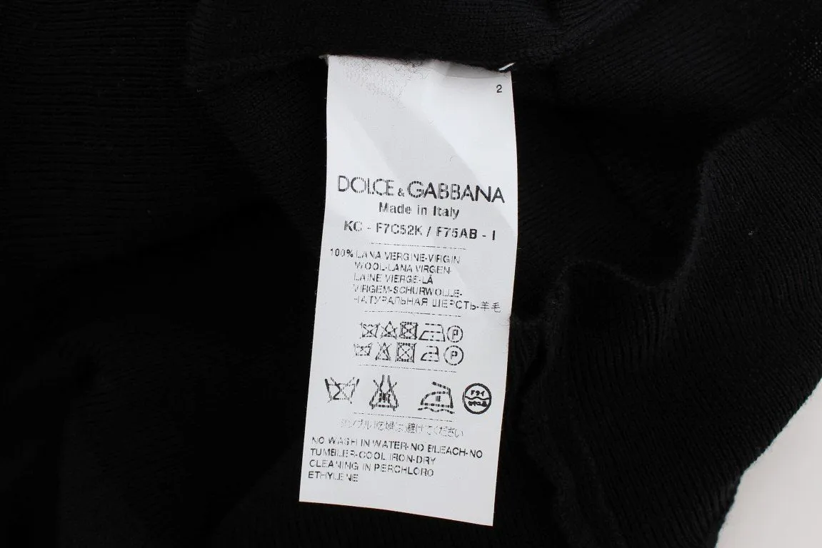 Black Wool Short Sleeve Cardigan Sweater