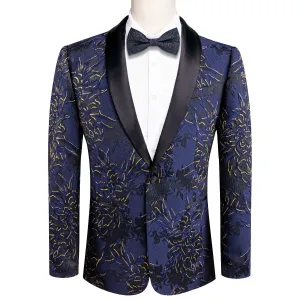 Blue and Gold Engraved Tuxedo Jacket