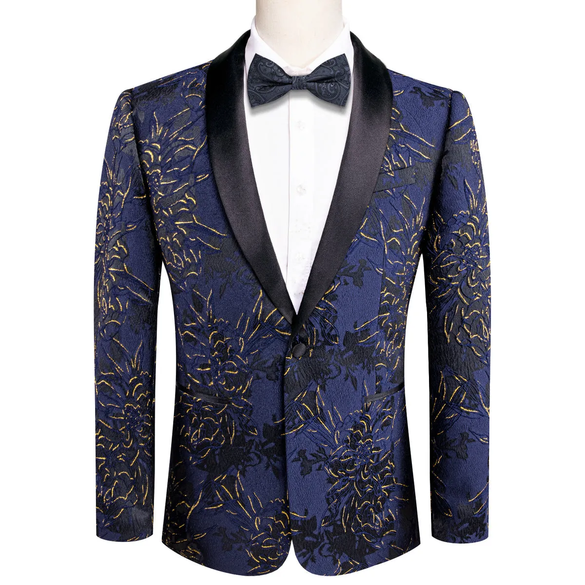 Blue and Gold Engraved Tuxedo Jacket
