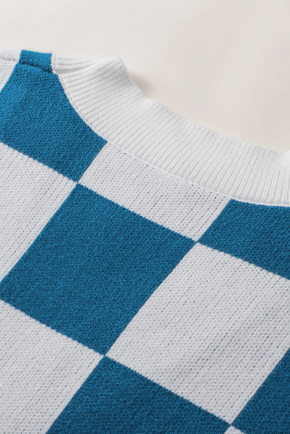 Blue Colorblock Plaid Button Up Cardigan