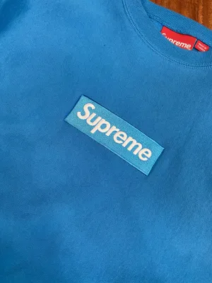 Blue Crew Neck Box Logo Crewneck