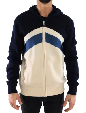 Blue White Wool Mens Hooded Sweater