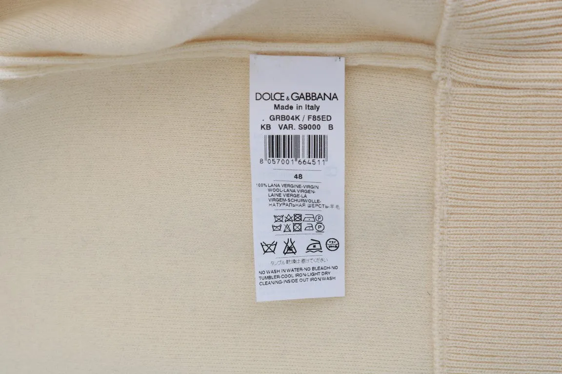 Blue White Wool Mens Hooded Sweater