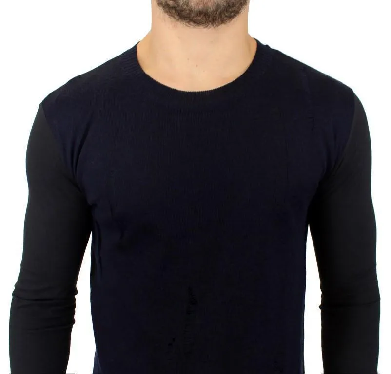 Blue wool crewneck sweater