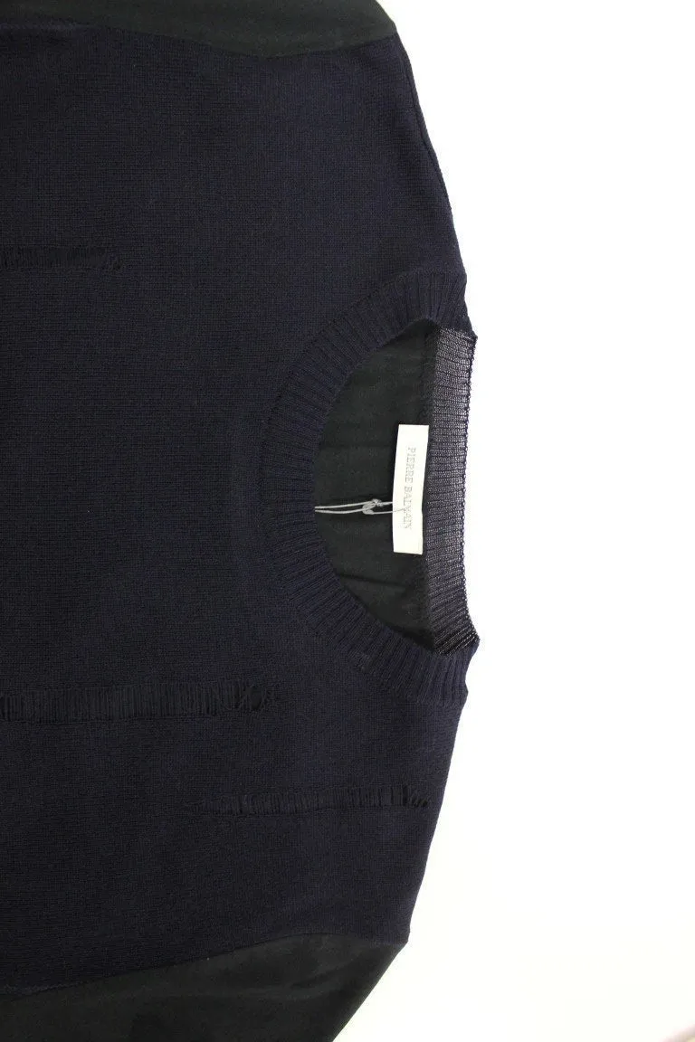 Blue wool crewneck sweater