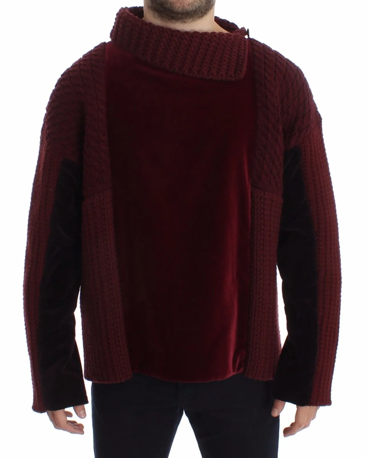 Bordeaux Velvet Wool Runway Sweater Pullover