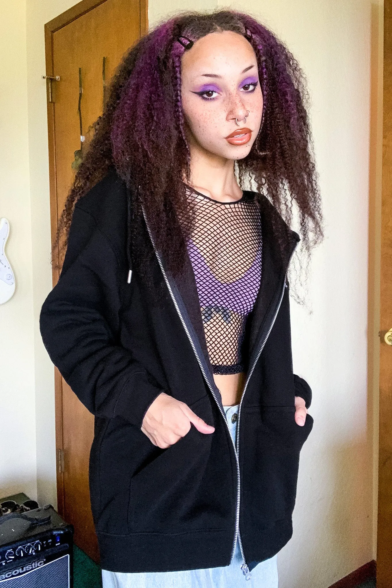 Box Logo Zip Up Hoodie Black