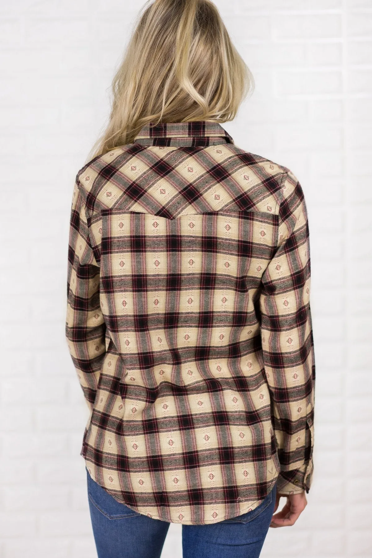 Brown & Cream Button Up