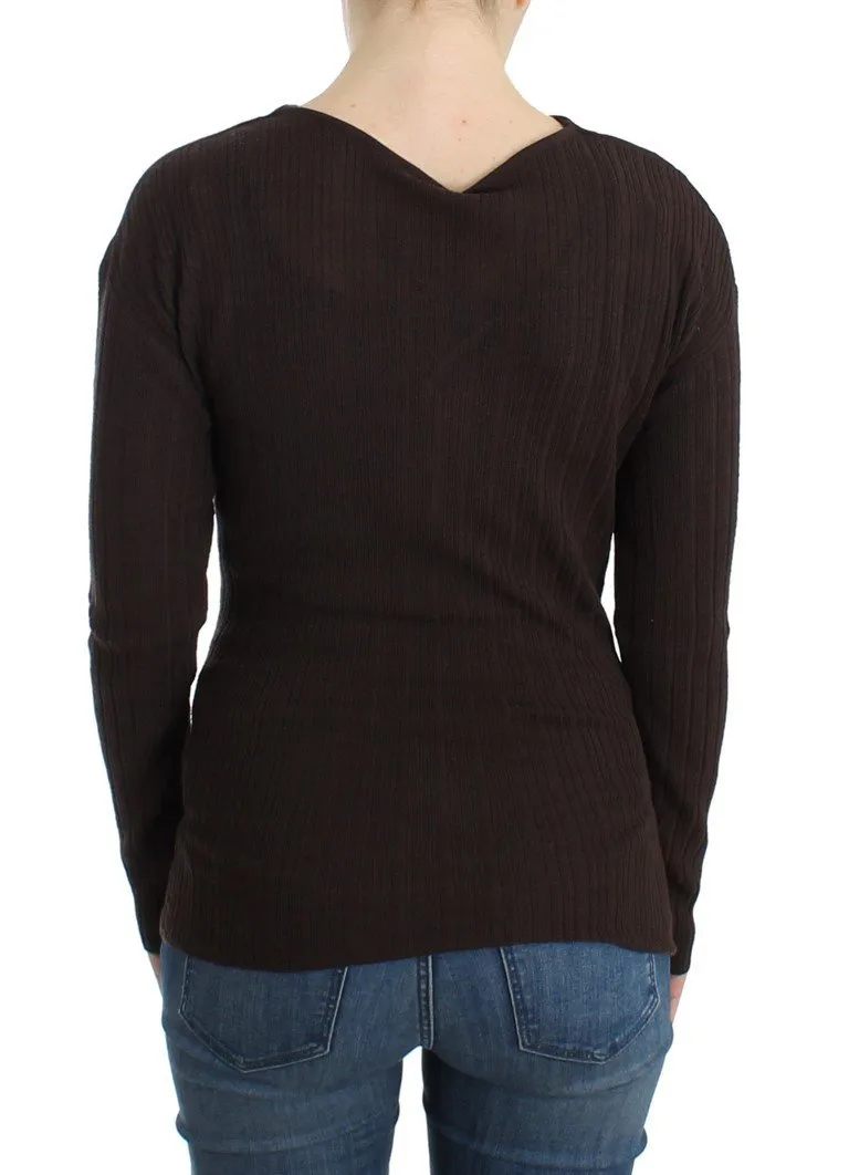 Brown knitted wool sweater