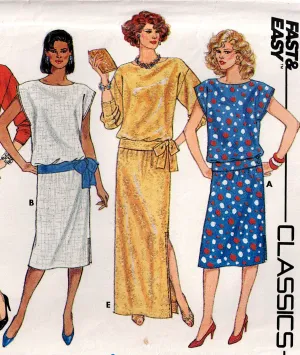 Butterick 3090 EASY Womens Casual Pullover Tops & Skirts 1980s Vintage Sewing Pattern Size 8 - 12 UNCUT Factory Folded